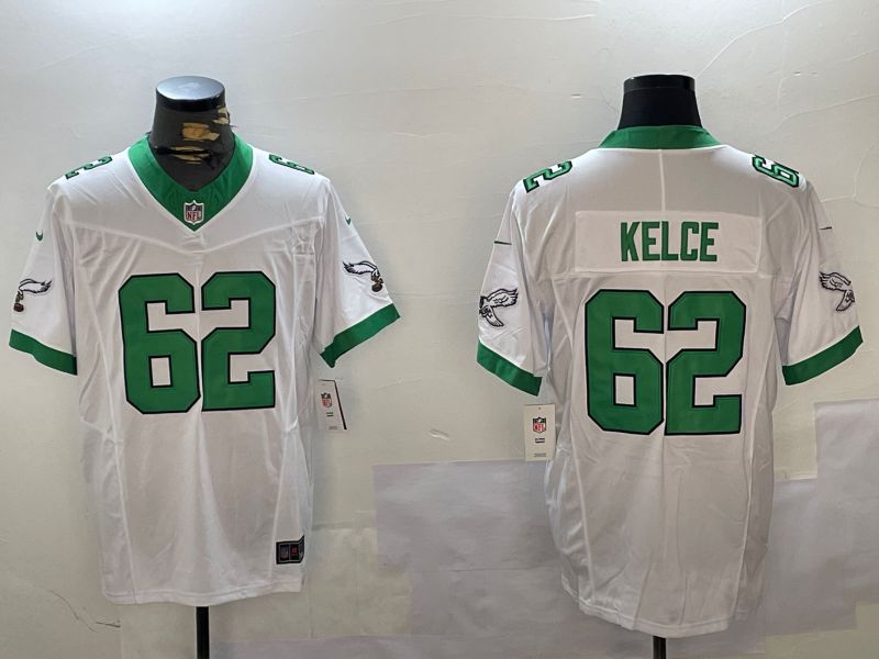 Men Philadelphia Eagles #62 Kelce White Three generation 2024 Nike Limited NFL Jersey style 1->philadelphia eagles->NFL Jersey
